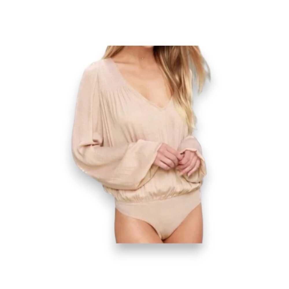 Free People Intimately Smockin N Rockin Deep V Neck Bodysuit